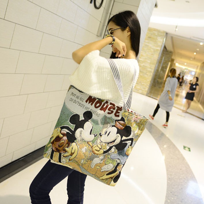 Korean Version Of The Fashion Women's Love Shopping Bag Big Bag Canvas Bag Large Capacity Mummy Bag Hand Bag Shoulder Ba