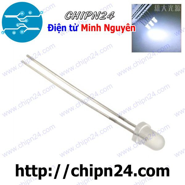 [50 CON] (TK1) Led 3mm Đục màu TRẮNG (DT3)