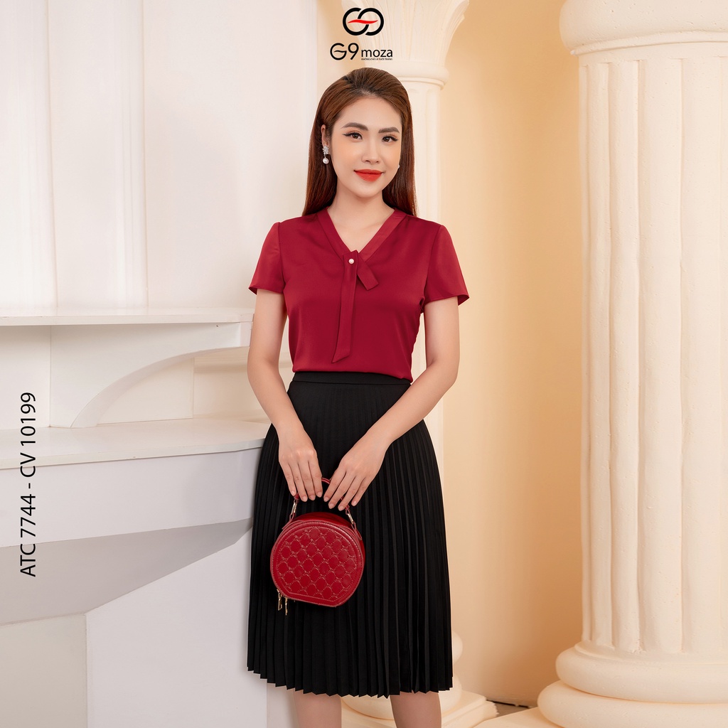 Áo sơ mi nữ G9moza 7744 tay cộc hàng thiết kế chất lụa mềm, mịn, mát