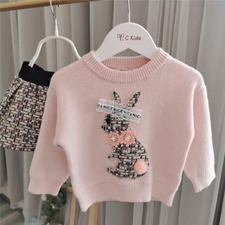 Set chân váy dạ kèm áo len thỏ