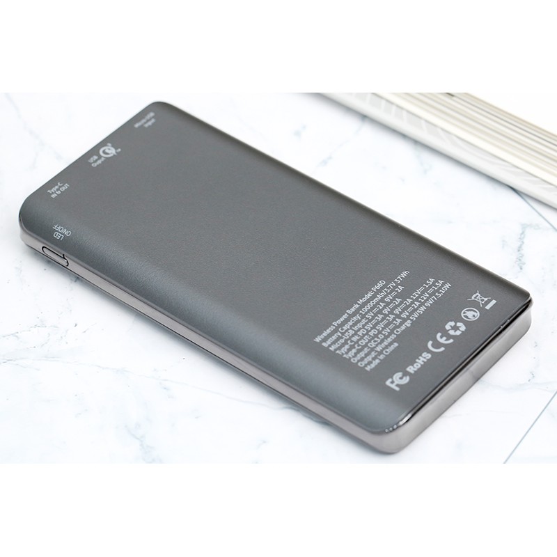 Pin sạc dự phòng không dây Polymer 10.000mAh Type C PD QC3.0 Xmobile P66D Xám 2nd