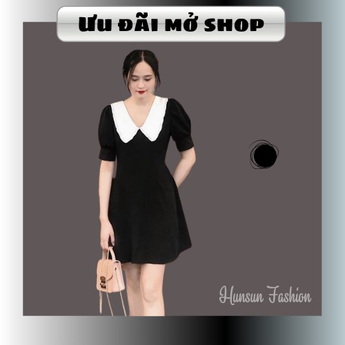 Váy đen cổ bèo trắng tiểu thư (có ảnh thật)