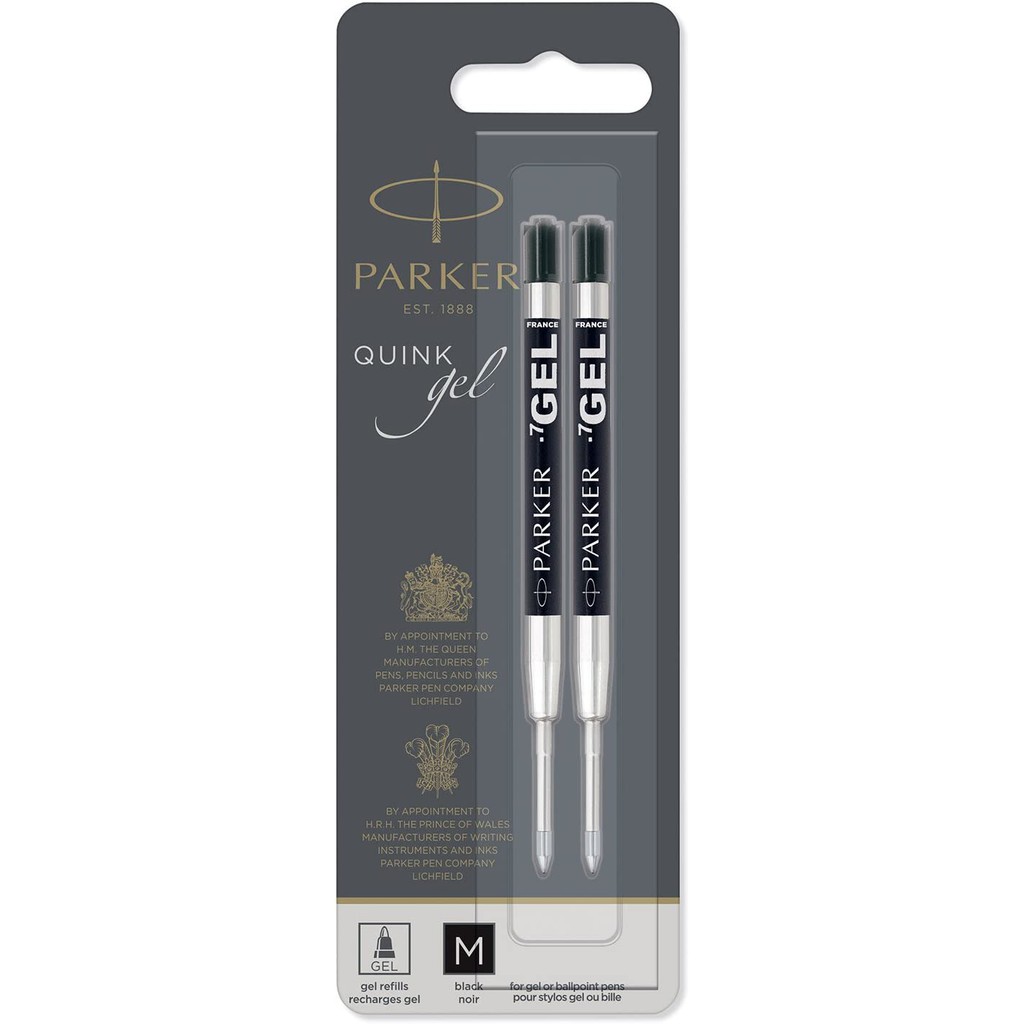 Vỉ 2 ruột viết mực GEL cho bút bi Parker - Hàng chính hãng Parker - Made in France - Ballpoint Pen Gel Ink Refills