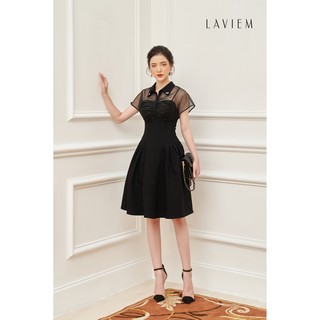 LAVIEM - Đầm đen phối lưới Yuki
