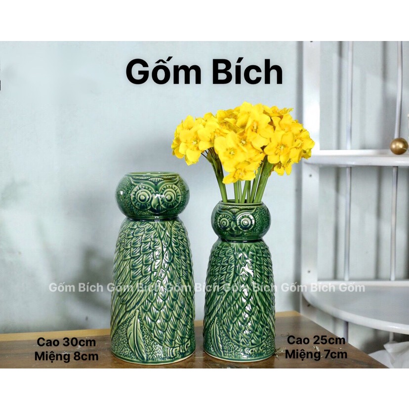 Bình Hoa Lọ Hoa Gốm Mẫu Thần Ưng Khắc Nổi Gốm Sứ Bát Tràng - Gốm Bích