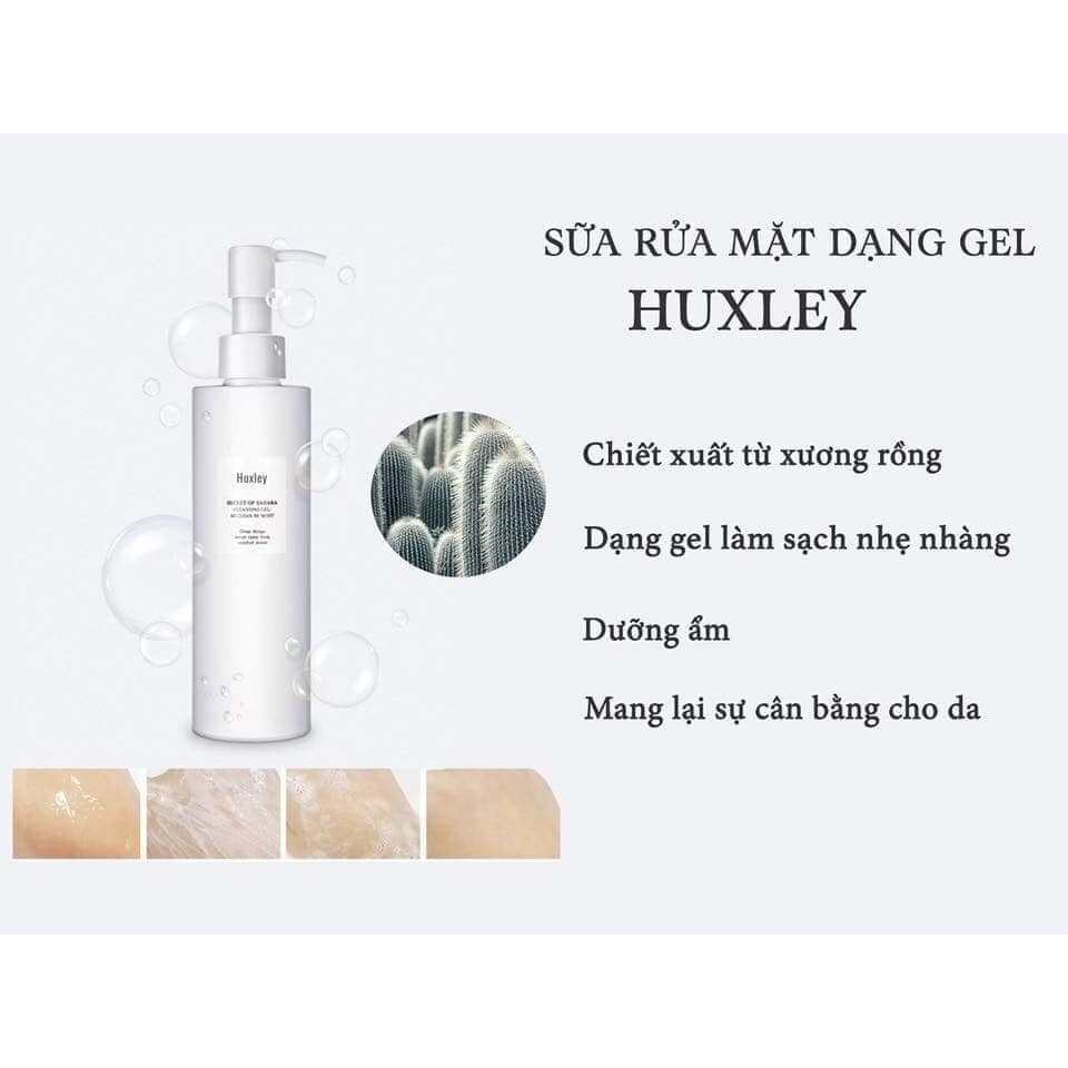 Bộ 3 SP Dưỡng Ẩm, Dưỡng Sáng Da Huxley (SRM Cleansing Gel 200ml + Toner Extract It 120ml + Cearm Fresh And More 50ml)