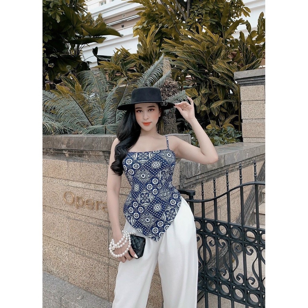 Set đồ nữ áo yếm thổ cẩm với quần cạp chum thắt nớ lưng có mút ngực cá tính xinh xắn XUKA DRESS DT007