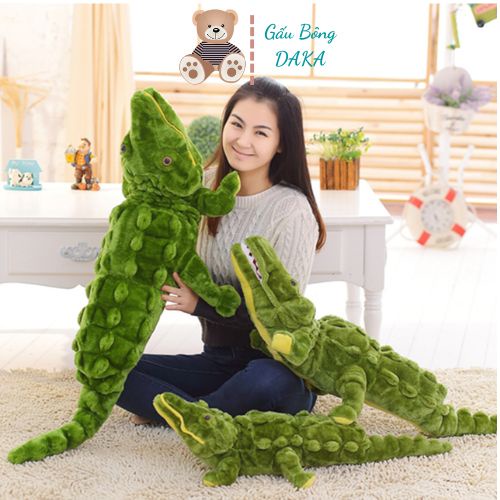 Gấu Bông Cá Sấu Mặt Ngáo, Gối Ôm Cá Sấu Bông Vải Nhung Siêu Mềm Mịn Cho Bé