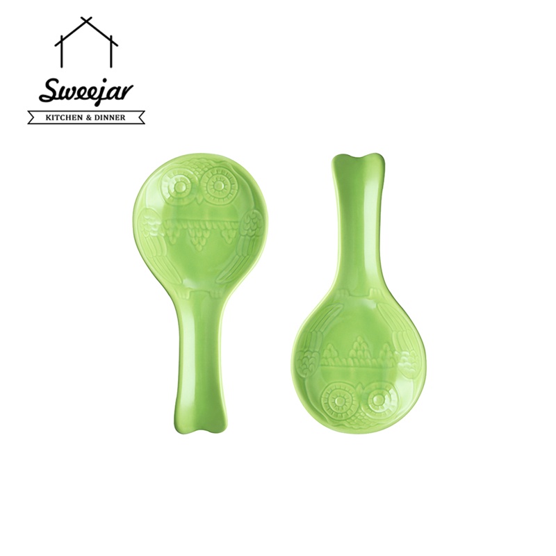 SWEEJAR Set 2 giá đỡ muỗng/ đũa  họa tiết chú chim cú bằng sứ cỡ lớn tiện dụng