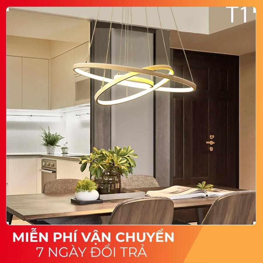 Đèn Thả Trần Không Gian Led T11 Hình Tròn 3 Vòng Viền Trắng/Vàng - 3 Chế Độ Ánh Sáng - Điều Khiển Từ Xa-Bảo hành 1 năm