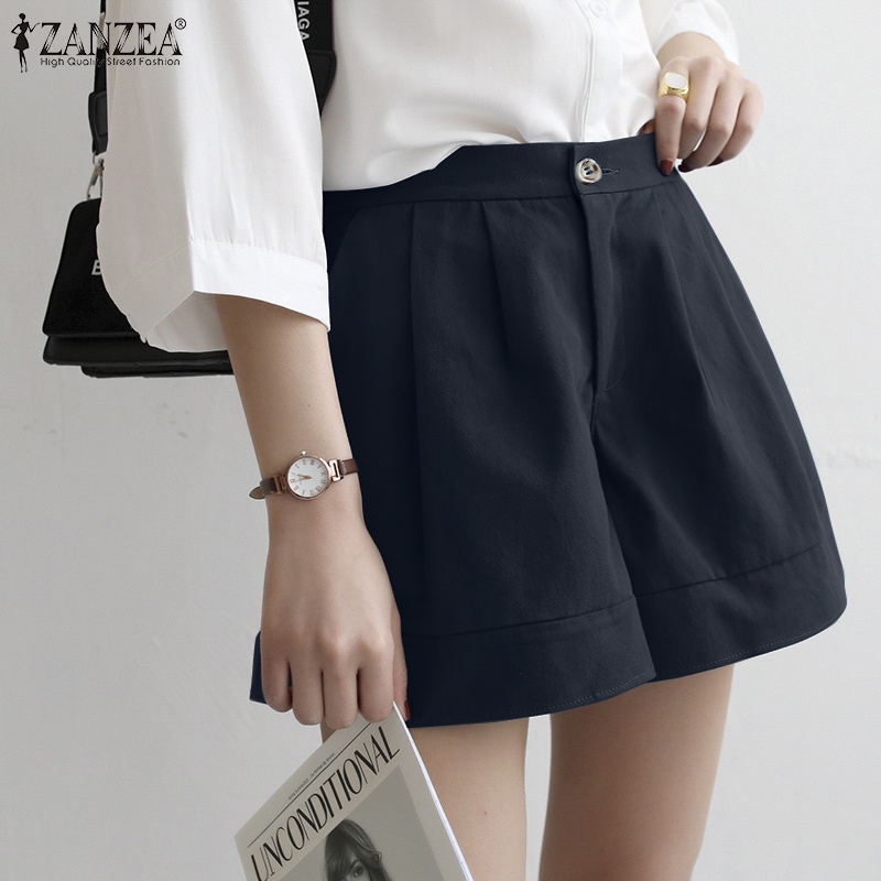 Quần short ZANZEA lưng thun ống rộng thời trang cho nữ