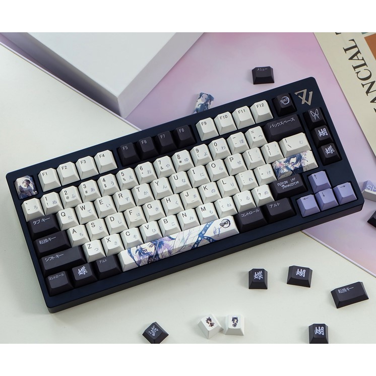 Nút Bàn Phím Cơ Demon Slayer Kochou Shinobu Keycap Nhuộm Màu PBT 137 Phím Cho 61/78/8/104.etc