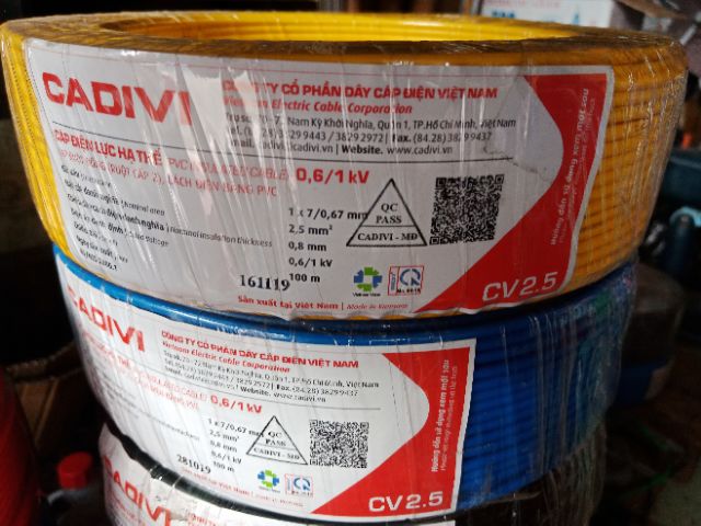 Dây điện đơn Cadivi CV2.5(combo10 met)