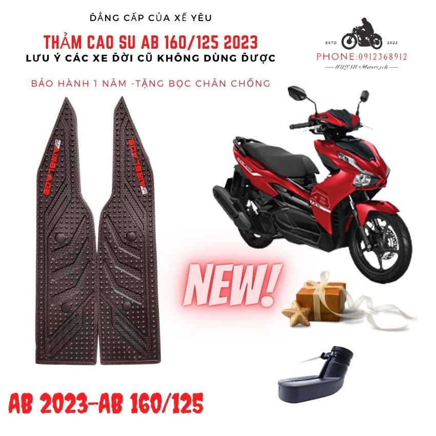 Thảm Lót Chân Cao Su AB AirBlade 160-125cc 2023 Đời Mới- Tặng Bọc Chân Chống