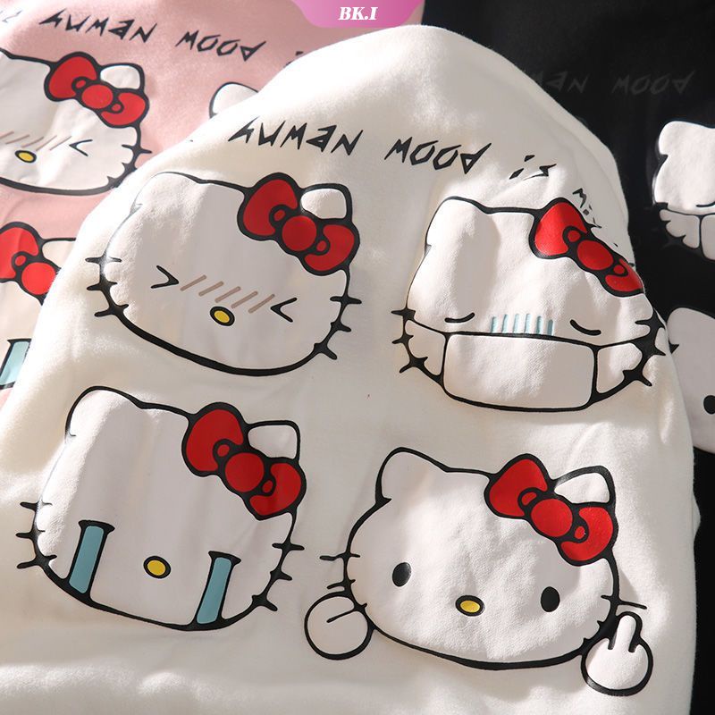 Áo Hoodie Tay Dài Chui Đầu Dáng Rộng In Hình Hello Kitty Kiểu Hàn Quốc Thời Trang Mùa Thu 2022