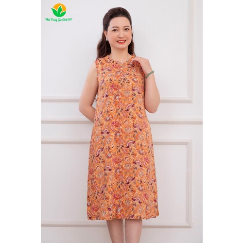 Váy lanh nữ sát nách cổ bèo V02.2202 - Thời trang gia đình VT