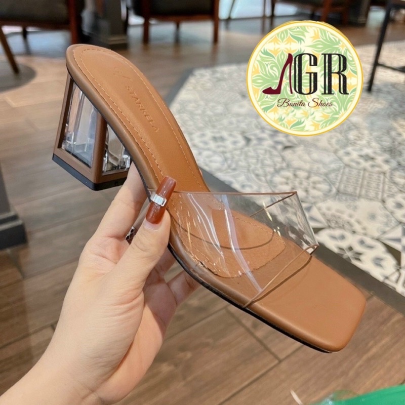 Guốc quai mica bản gót mica viền 6 cm hàng đẹp