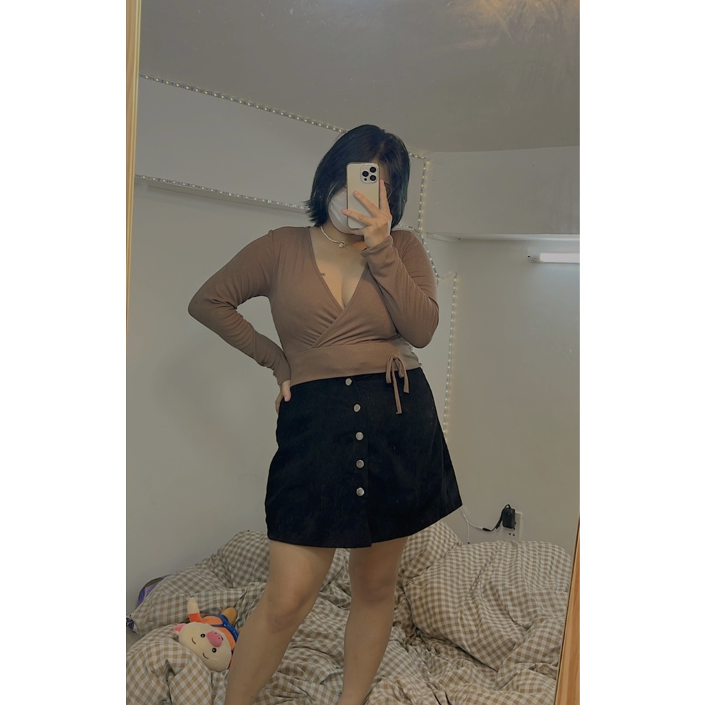 chân váy chữ a ngắn lưng cao công sở BIGSIZE nhung tăm FATTYTA | BigBuy360 - bigbuy360.vn