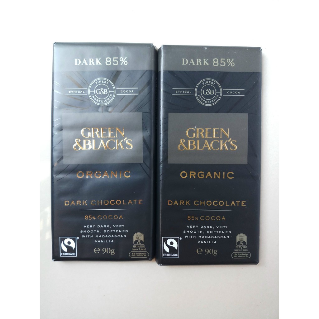 [Hàng nội địa Úc]Chocolate Black & Green organic 85% - thanh 90gr