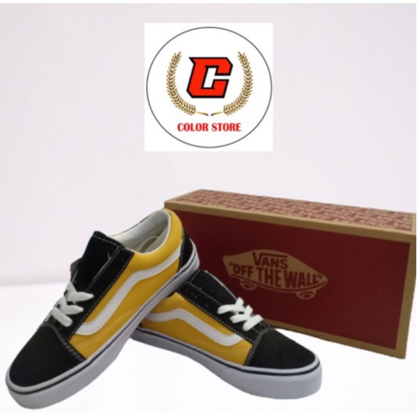 (Full Box Tag) Giày Bata Van OW Đen Vàng Tặng Kèm 1 Đôi Tất Bất Kỳ