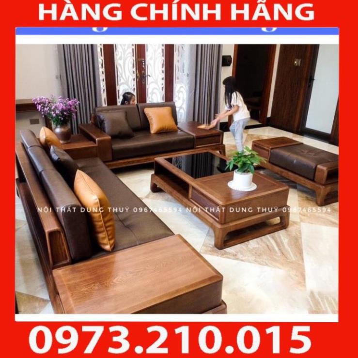 Tổng kho xả ghế sofa 2 văng chân quỳ gỗ sồi nga cao cấp, sofa phòng khách hiện đại