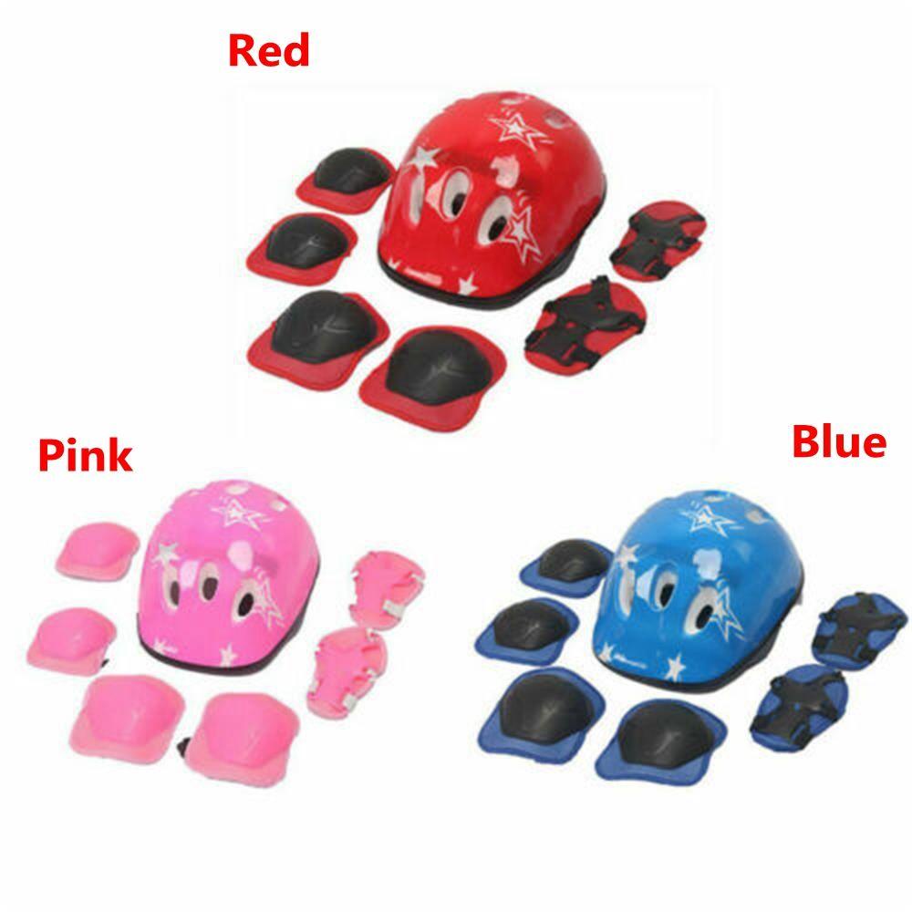 MAYSHOW 7Pcs/Set New Kid Helmet Boys & Girls Kids Knee Elbow Pad Set Kids Protective Gear Sets Blue Red Pink Protective Equipment Bike Safety Children's Sports Guard Set For Skate Cycling/Multicolor