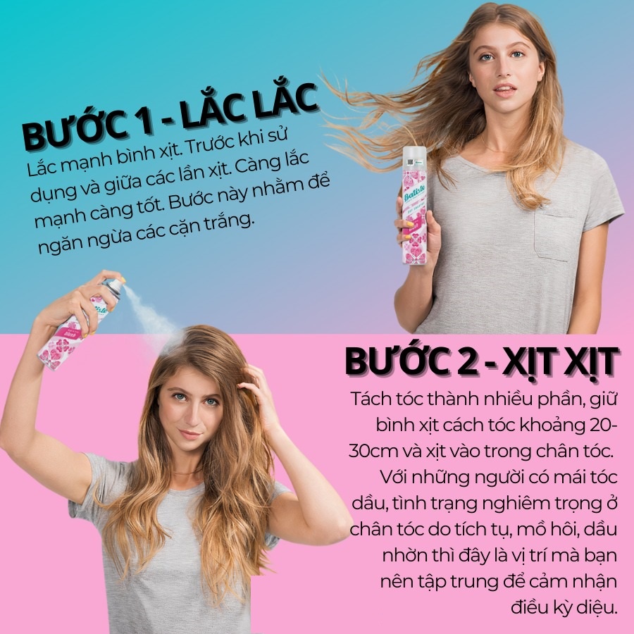 Dầu Gội Khô Batiste Dry Shampoo Số 1 Anh Giúp Làm Sạch Tóc Và Da Đầu Mà Không Cần Dùng Nước 200ml