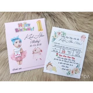 Thiệp thôi nôi ghép ảnh chipi cho bé