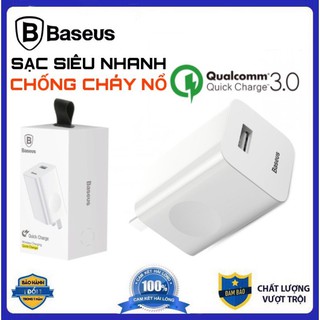 Cốc sạc củ sạc nhanh baseus 3a \ 24w quick charge 3.0 chống cháy