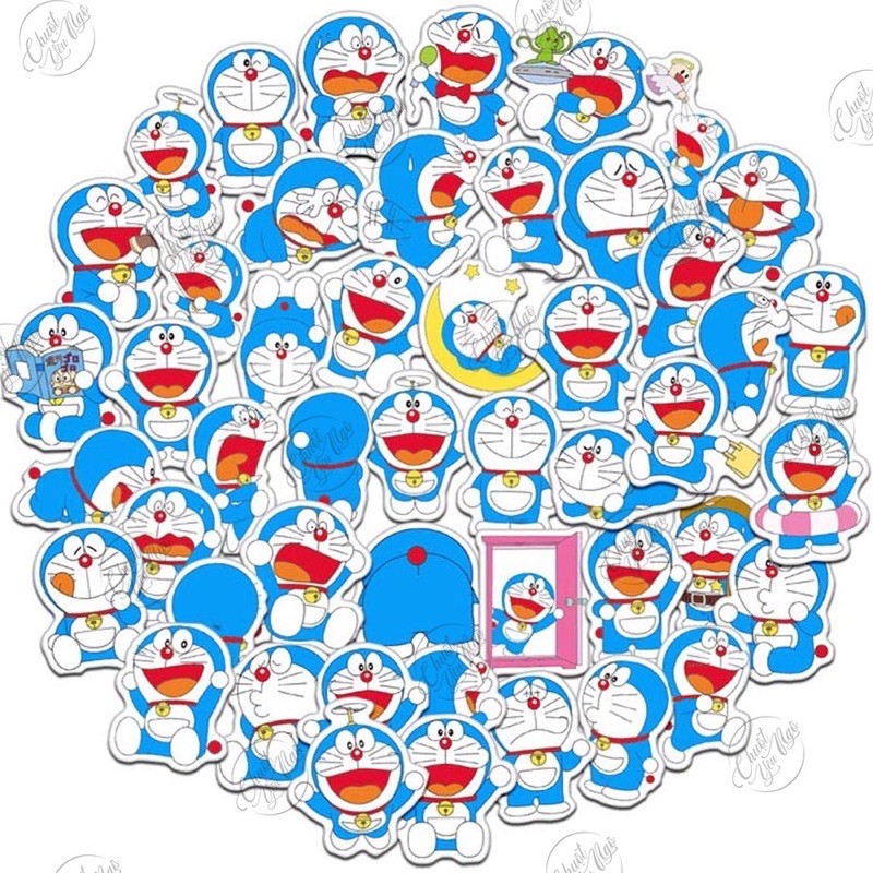 30 mẫu sticker dễ thương hình dán decal chống nước chủ đề mèo máy Đô rê mon Doraemon Cute NT 04