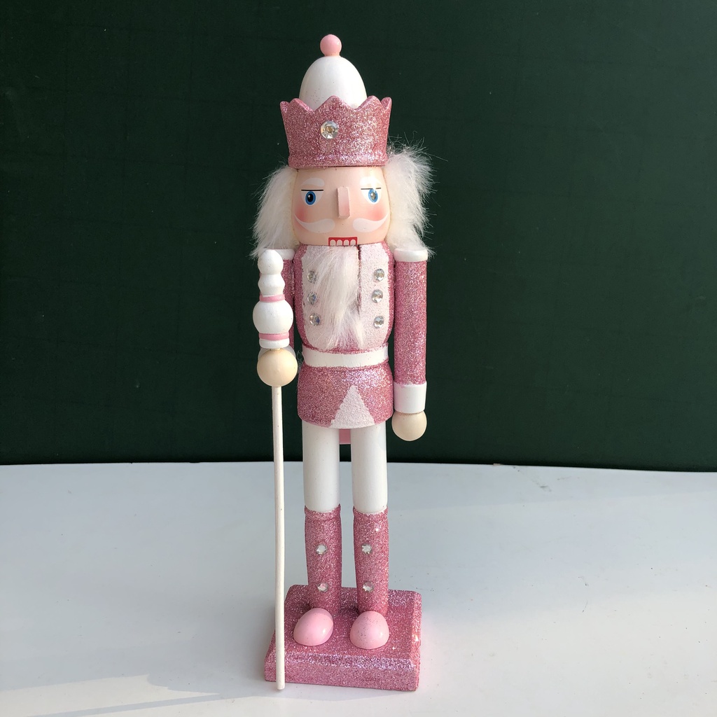 Bộ 4 Mô Hình Chú Lính Chì Gỗ Màu Hồng Decor Trang Trí Giáng Sinh - Noel Cao 30cm hoặc 23cm