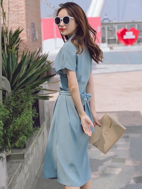 [Mã FATHANG5 giảm 10K đơn 50K] Đầm sm xám xanh buộc eo (kèm hình thật) | BigBuy360 - bigbuy360.vn