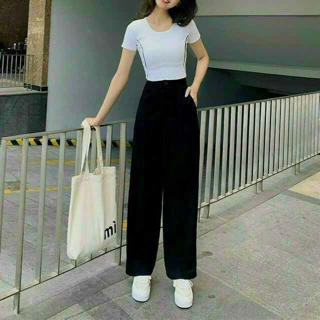Quần ống rộng khoá kéo 2 túi 2 bên