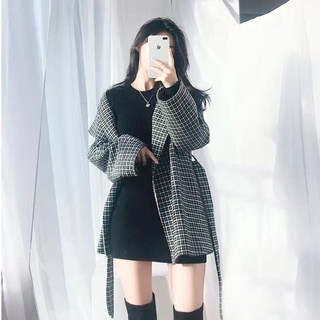 KHOÁC DẠ  dáng dài kèm đai nơ + [ảnh thật]