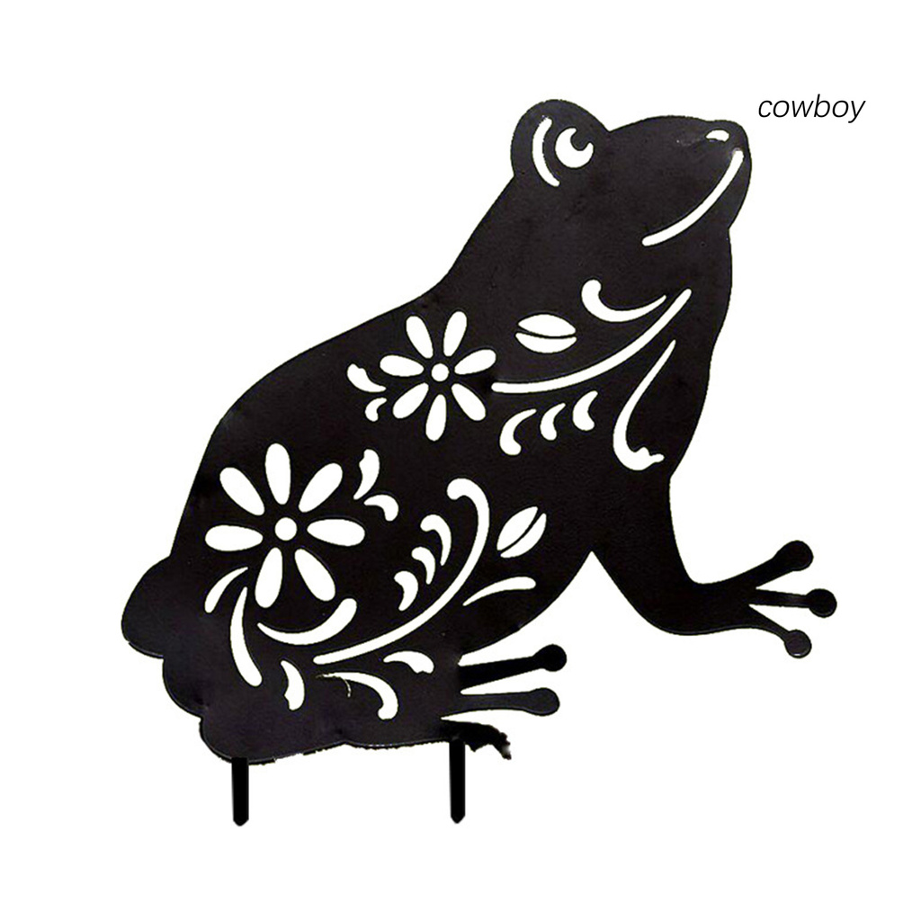 cowboy Frog Garden Stake Hollow Weather Resistance Black Acrylic Outdoor Yard Art for Lawns