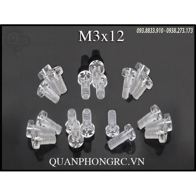 Óc nhựa trong suốt M3 (10 con/set)