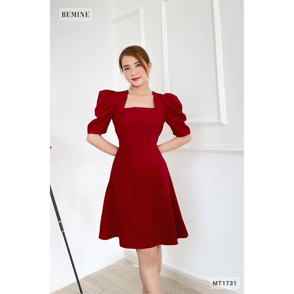 [Mã WABRWA15 giảm 15% đơn 300K] Đầm cổ vuông tay xếp ly tầng BEMINE MT1731DO | BigBuy360 - bigbuy360.vn
