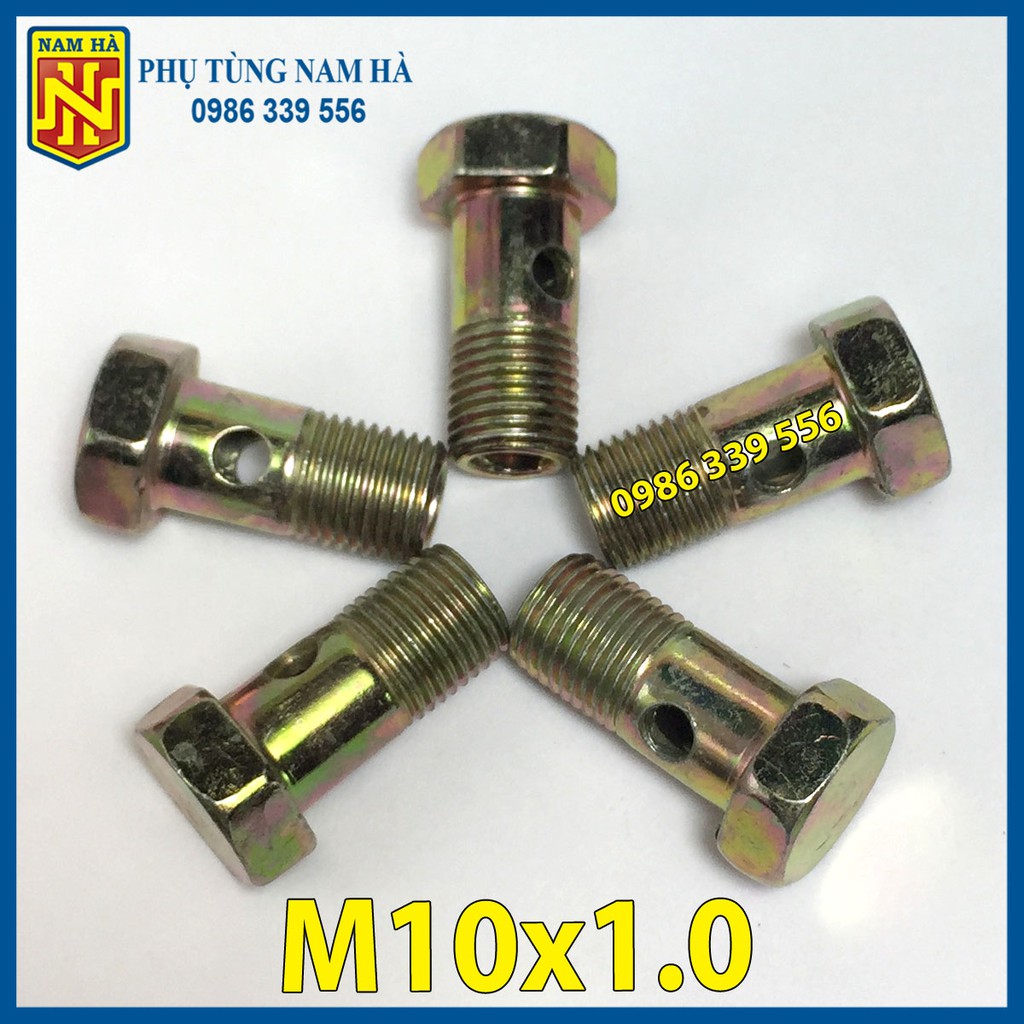 Ốc heo dây dẫn dầu M10x1.0 cho ô tô, máy xúc máy ủi máy công trình