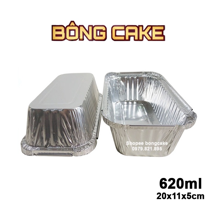 Set 100 hộp nhôm  kèm nắp loại 620ml đựng bánh thực phẩmcó thể nướng trực tiếp trên lò