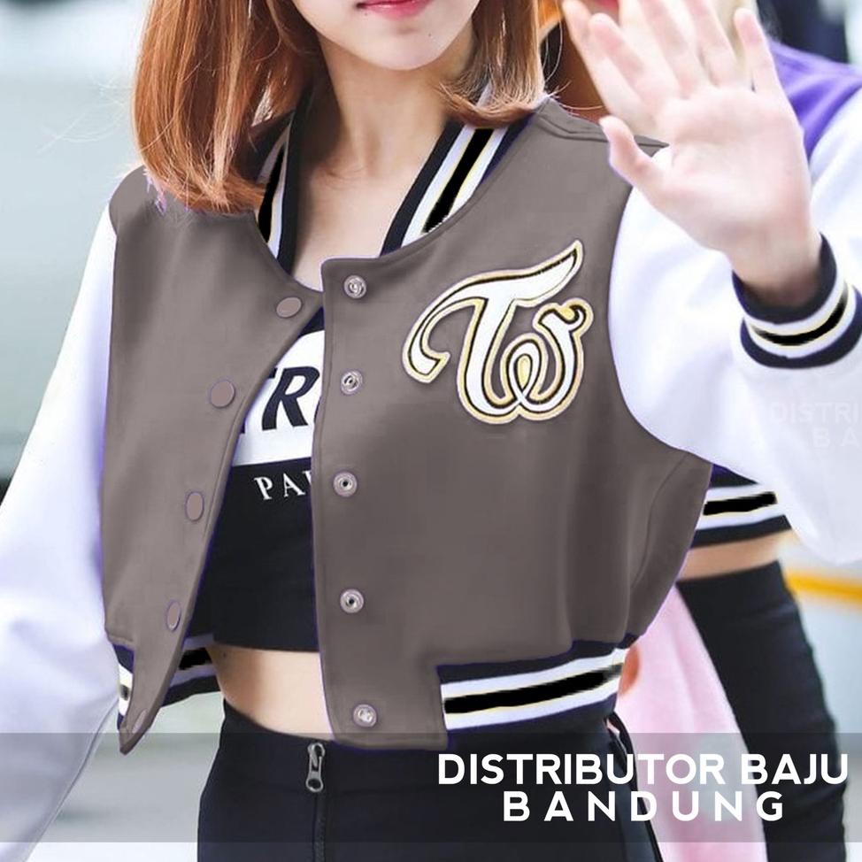Áo Khoác Bóng Chày Tw Crop | Phong Cách Kpop Varsity | Áo Nữ | Áo Khoác Nữ | Chất Liệu Lông Cừu | Allsize... Bej.417038
