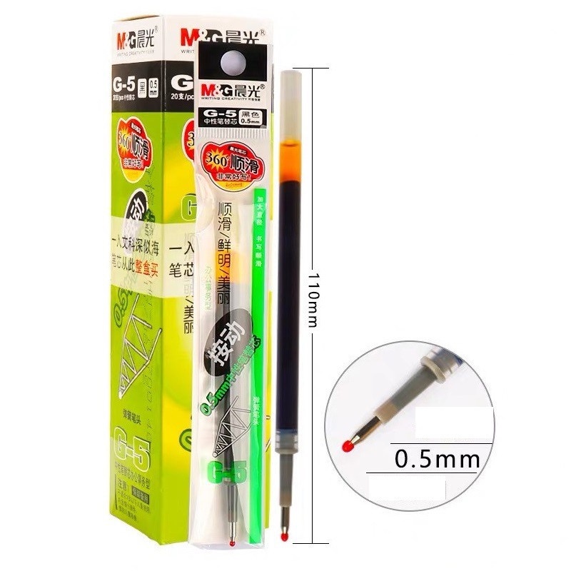 Ruột bút Gel bấm G-5 0.5mm / Ruột thay cho bút bấm Deli/MG