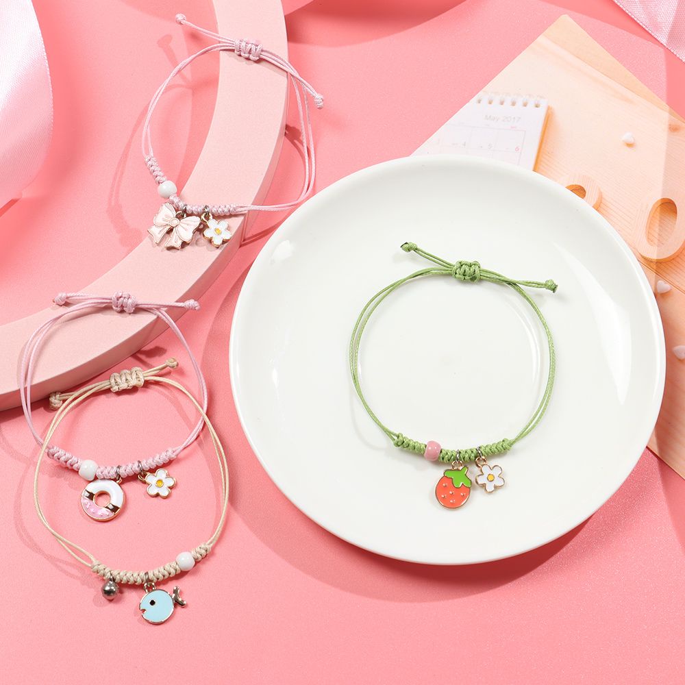 Vòng đeo tay bện dây thủ công thời trang sáng tạo dễ thương có thể điều chỉnh dành cho học sinh Mihan1