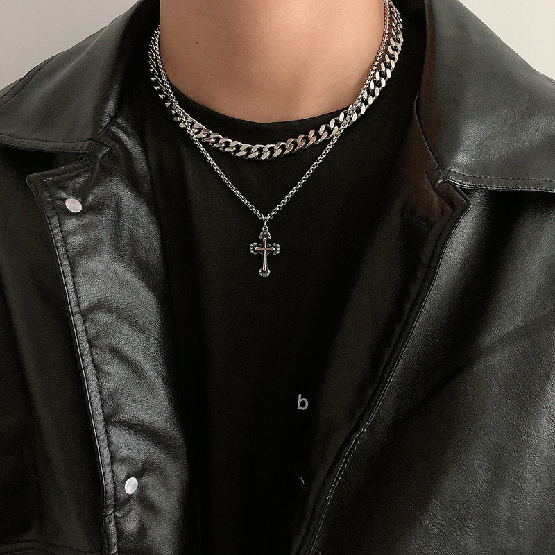 Dây Chuyền Hai Lớp Bằng Thép Titan 22672 Phong Cách Hip Hop Dễ Phối Đồ