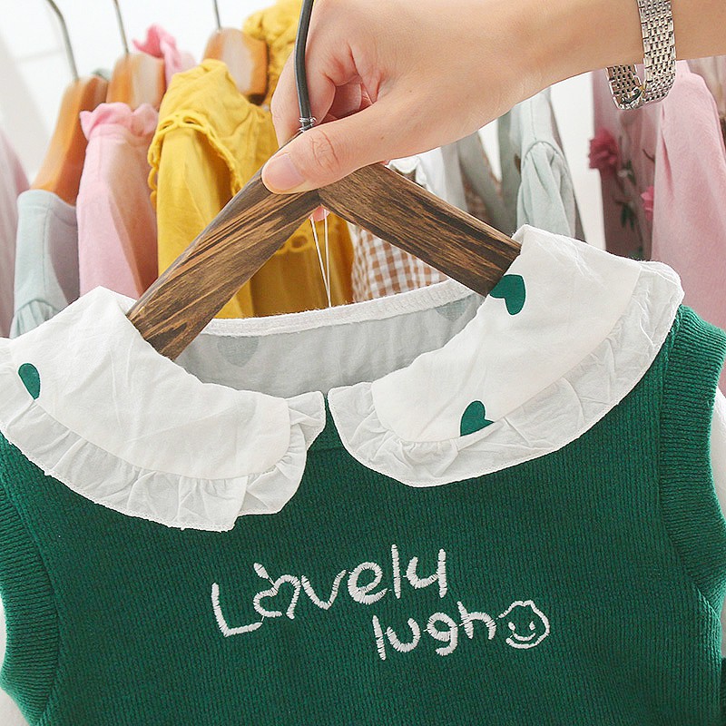 ♕ babyme ღBaby Girls Heart Pattern Dresses Long Flare Sleeve Sundress + Sweater