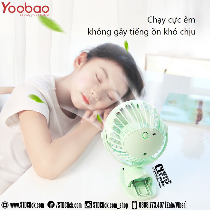 [Mã ELHA22 giảm 5% đơn 300K] QUẠT KẸP ĐỂ BÀN YOOBAO Y-F04 6.400MAH CHÍNH HÃNG HÀNG CHUẨN