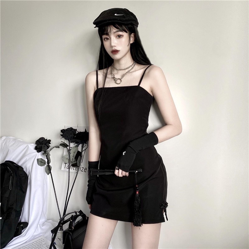 [Rẻ Vô Địch] Đầm Hai Dây Xiaozhainv Xẻ Tà Phong Cổ Điển Cho Nữ