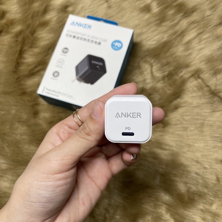 Củ Sạc Anker PowerPort 3 PD Cube 20w  A2149 Với Chân Sạc Nhanh Type-C, Phích Cắm Dẹp Có Thể Gập 90 Độ, Nhỏ Gọn Và Nhẹ