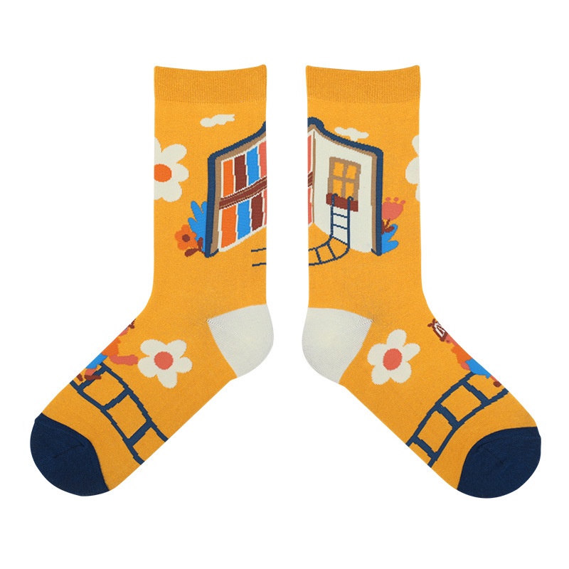 Vớ WAFNHA D19 vải cotton thời trang 4 mùa phong cách mới unisex