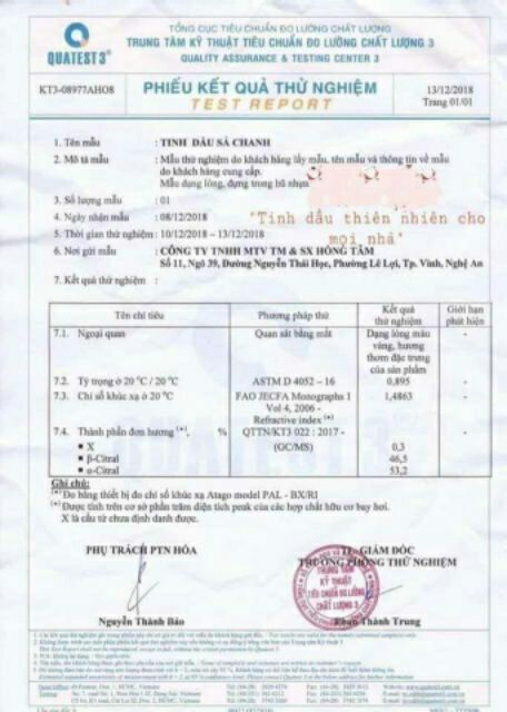 Tinh dầu sả chanh nguyên chất loại chuẩn xịn I khử mùi I tăng cường sức đề kháng I kháng khuẩn I lọc không khí