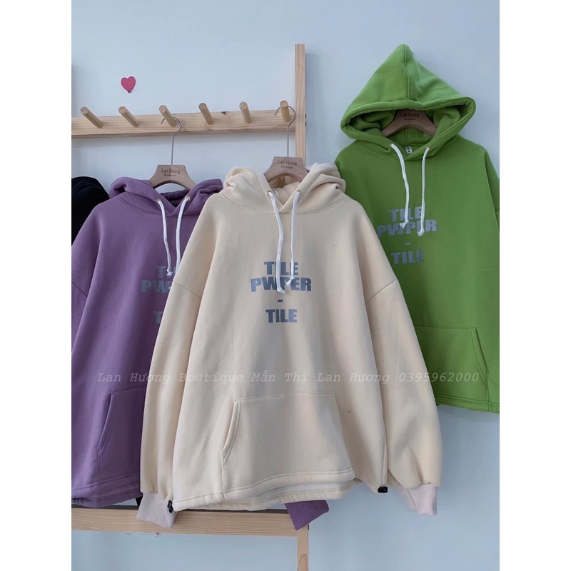 Hoodie màu be mũ 2 lớp, chất nỉ dày siêu mềm mịn